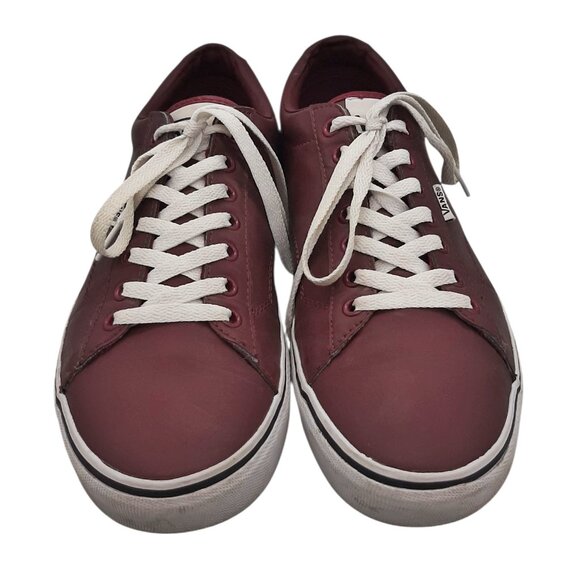 Vans Dark Burgundy Faux Leather (?) Low Top Old Skool Lace Up Sneakers SZ 10 - Picture 3 of 13